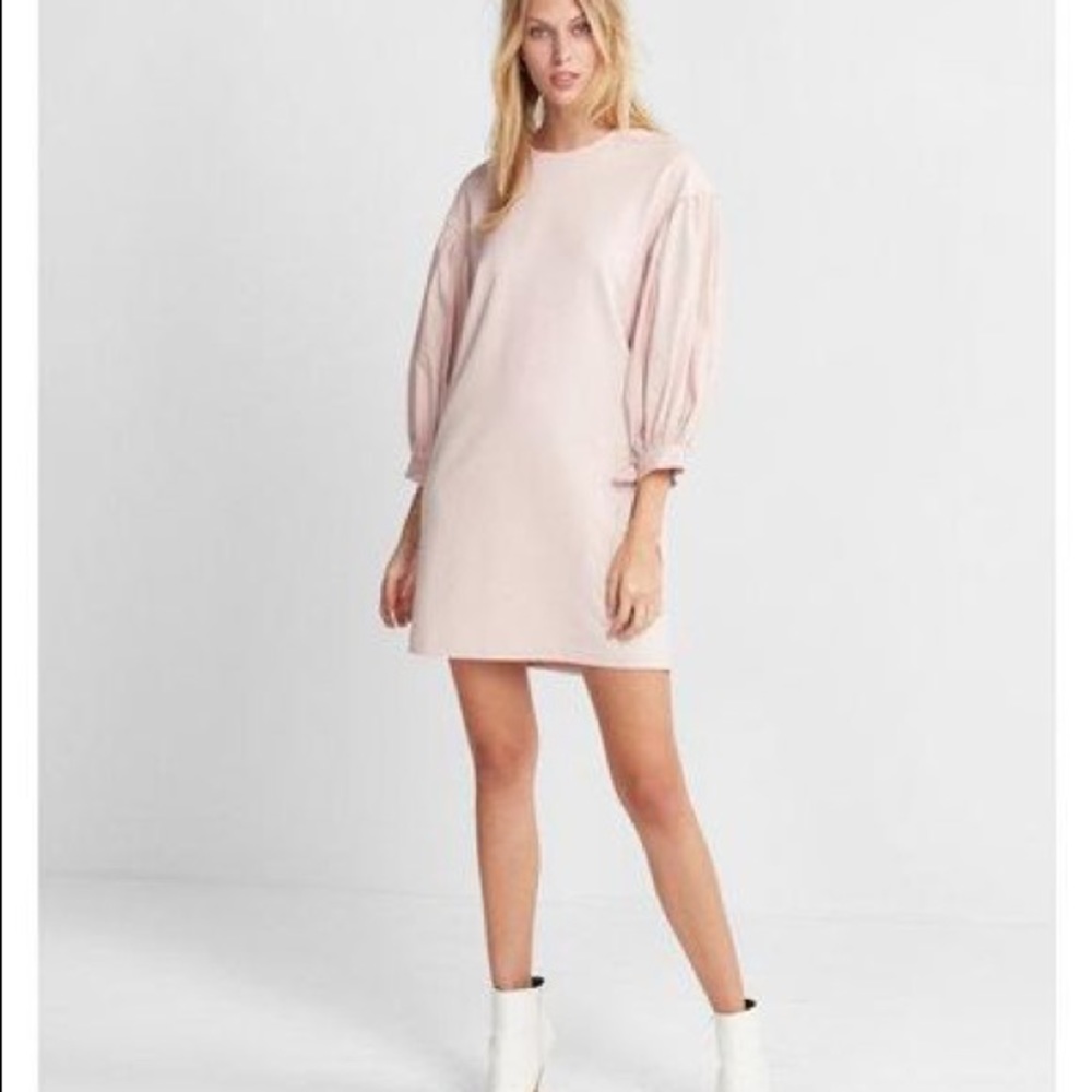 EXPRESS TIE SLEEVE PONTE DRESS - blush pink - NWOT